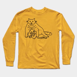 Chonky Cat with Joe Biden Sign Outline Long Sleeve T-Shirt